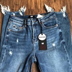 high rise slim straight jeans